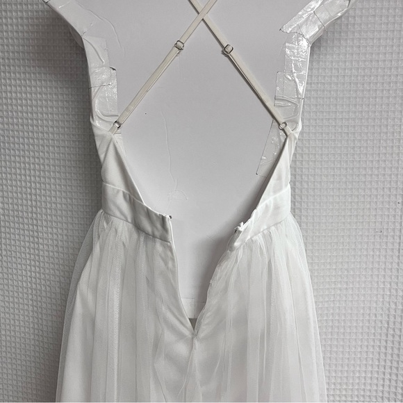Fashion Nova ladies White tulle  Babydoll Dress size large Measurements - Picture 6 of 8